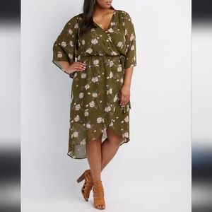 Bailey Blue Green Chiffon Surplice Vneck Wrap Front Dress